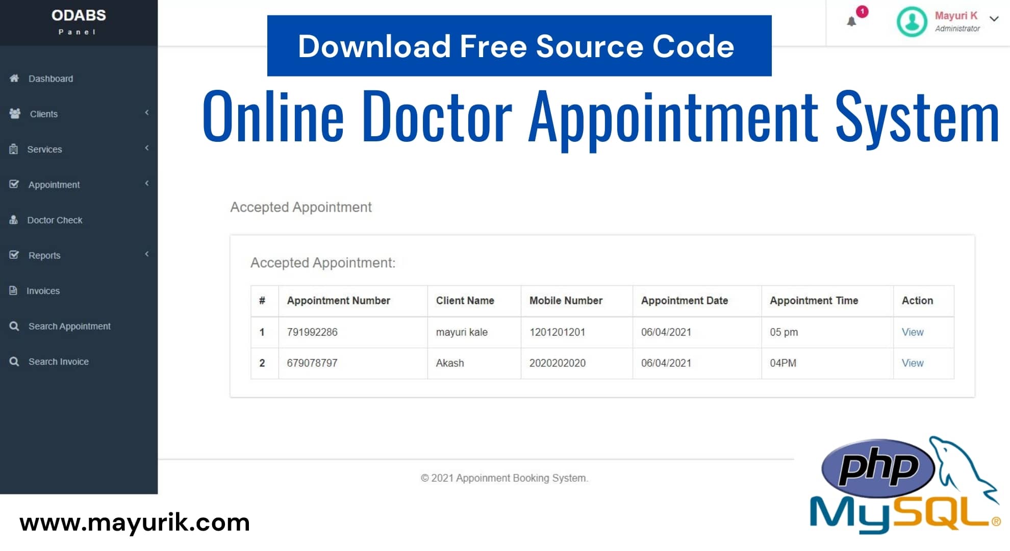 Online Doctor Appointment System Project In Php Free Download 2021